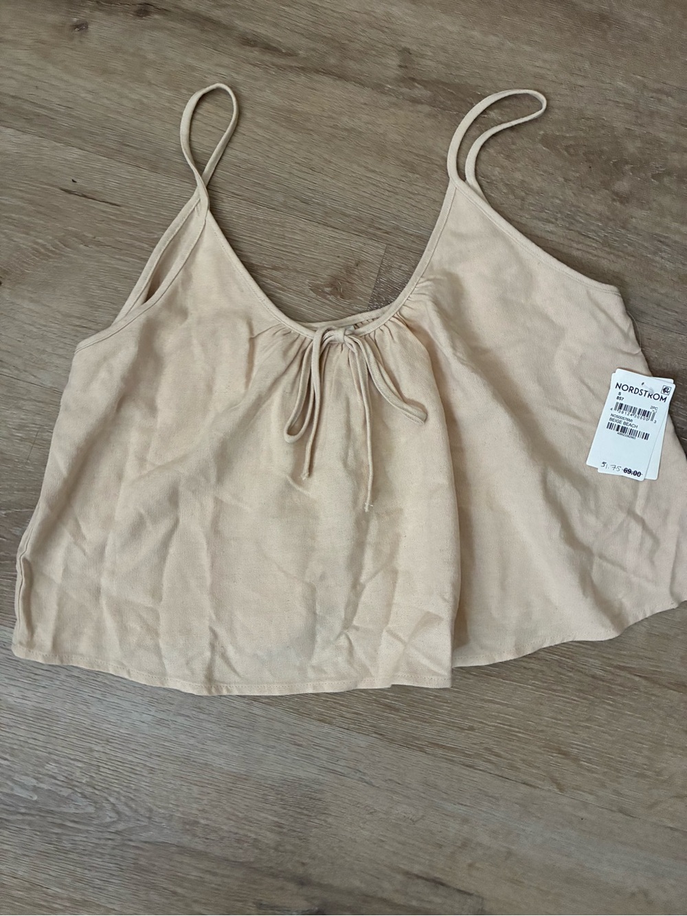 Nordstrom Neutral Beige Tie-Front Spaghetti Strap Cami